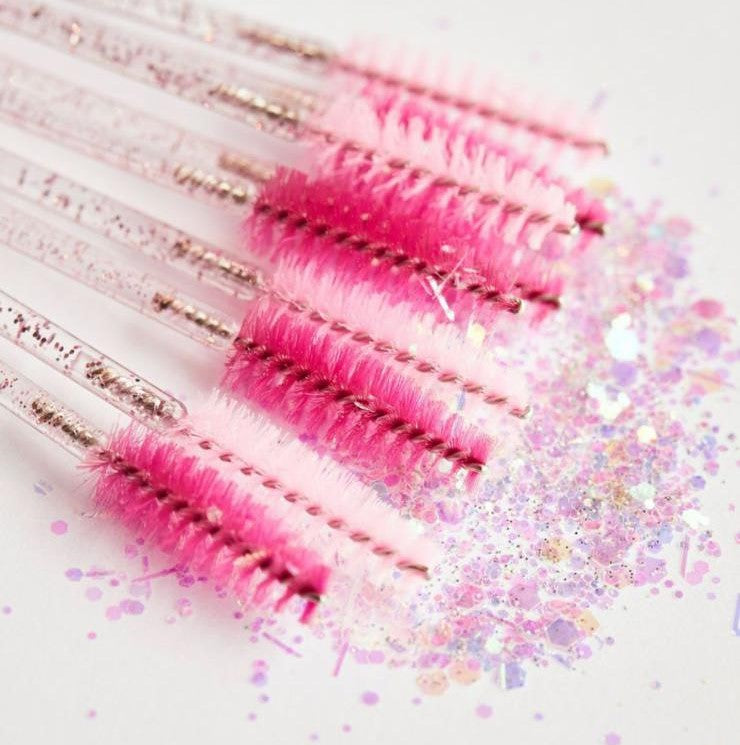 Pink glitter brushes